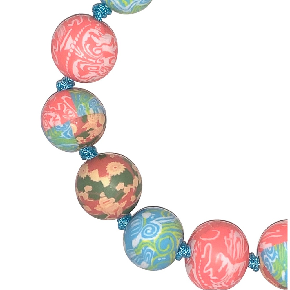VivaBeads Chunky Handmade Beaded Bracelet | Coral Reef | Adjustable Fit - Picture 2 of 3